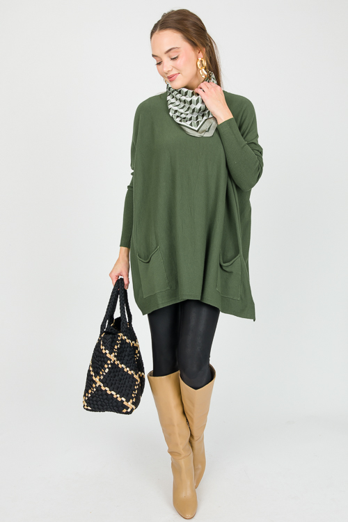 Double Pocket Sweater, Chive