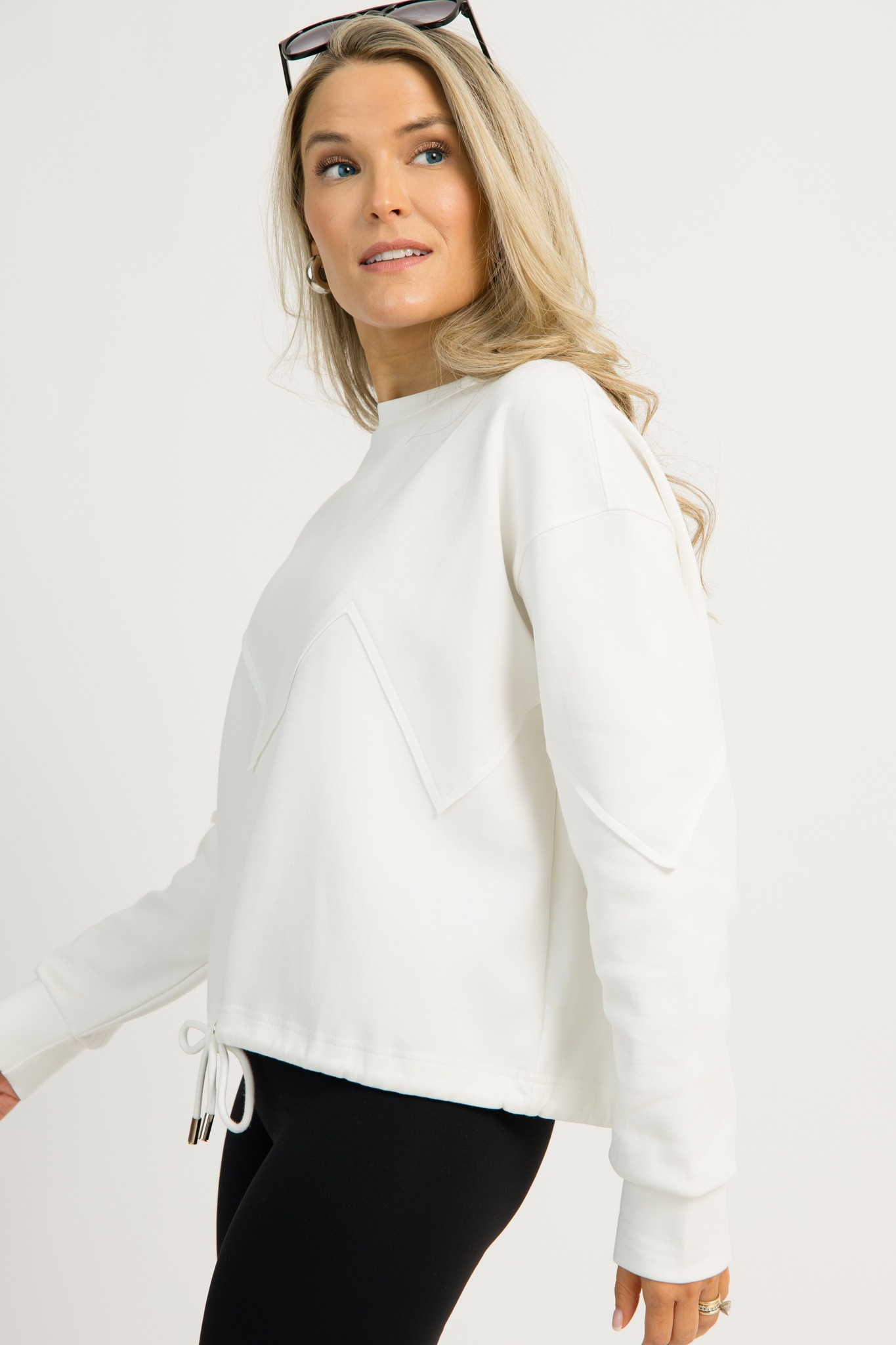 Draw Hem Sweatshirt, White - 1211-32h.jpg