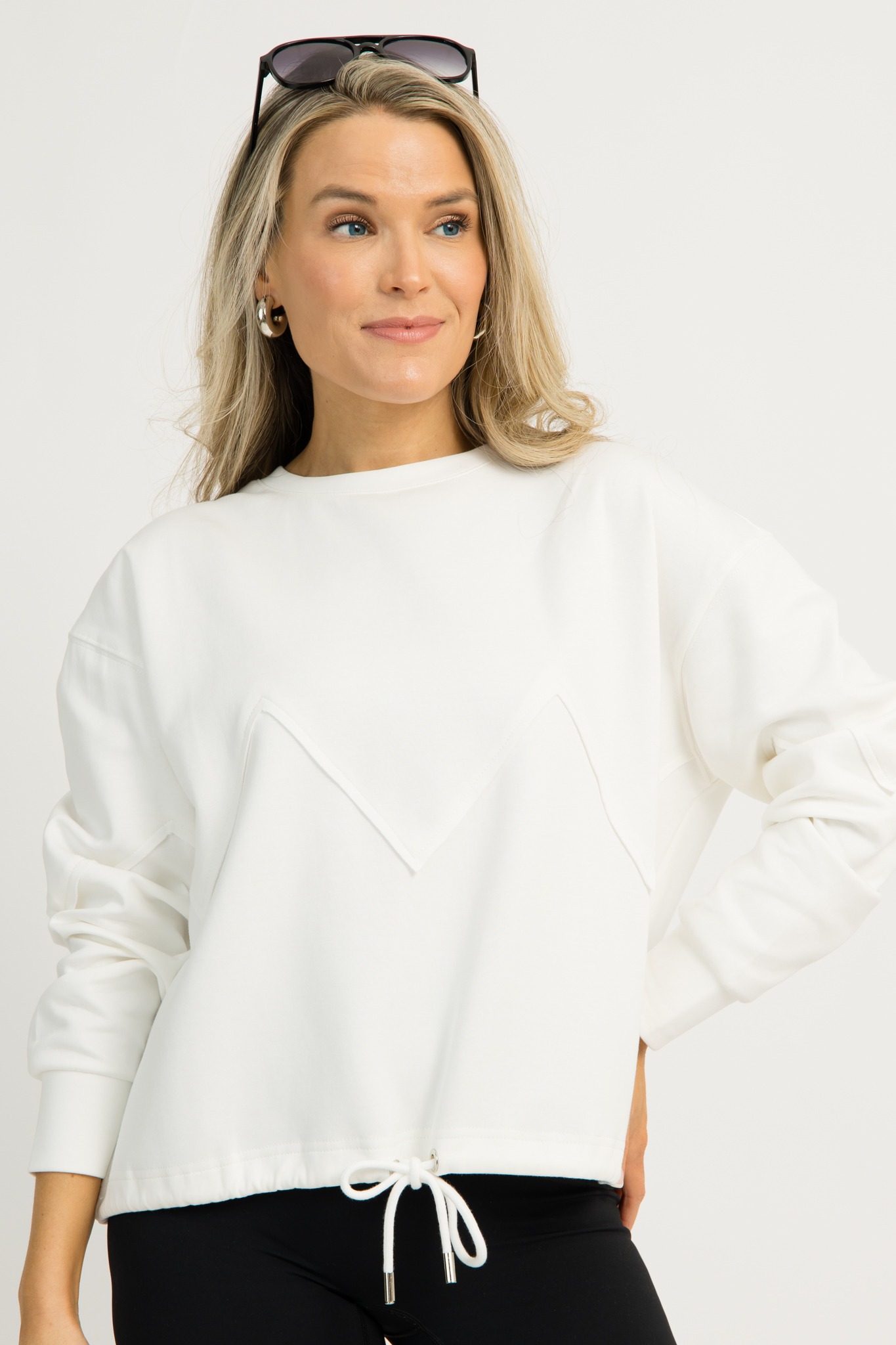 Draw Hem Sweatshirt, White - 1211-35.jpg