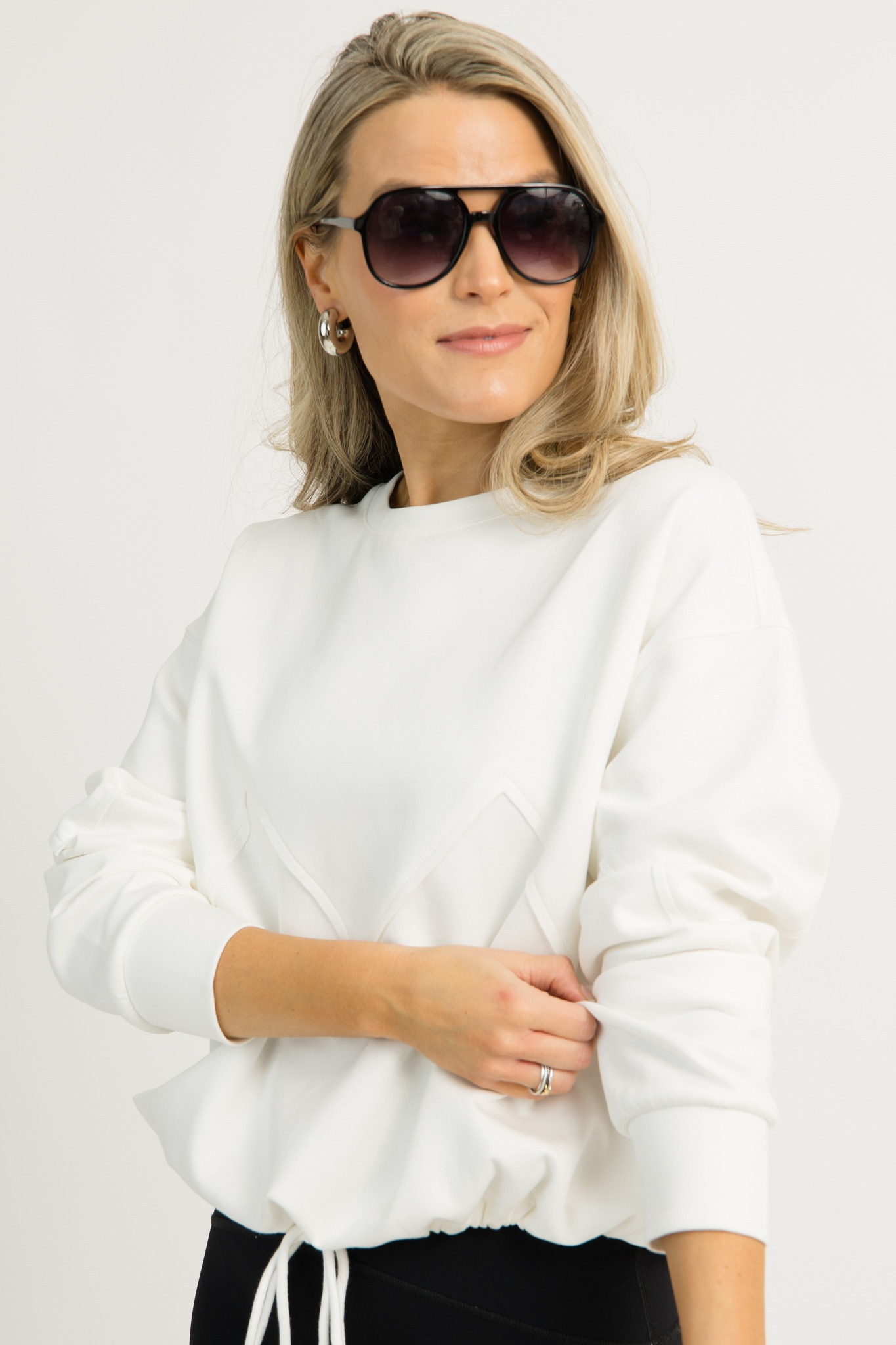 Draw Hem Sweatshirt, White - 1211-38.jpg