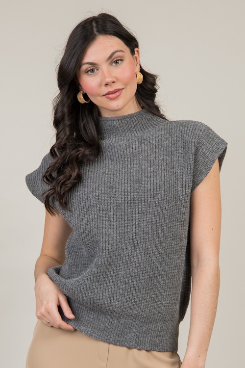 Hal Mock Neck Sweater, Charcoal