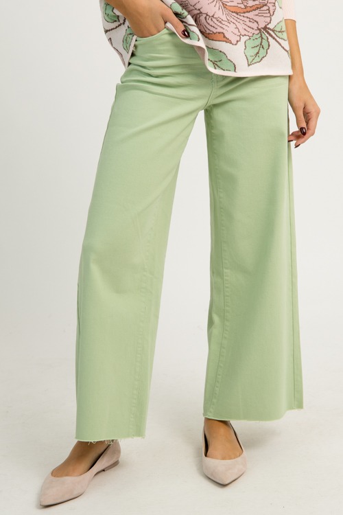 Raw Hem Wide Leg Pants, Mint Sage - 1211-83.jpg