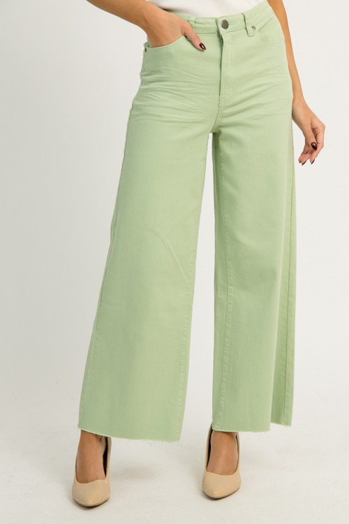 Raw Hem Wide Leg Pants, Mint Sage - 1211-92.jpg