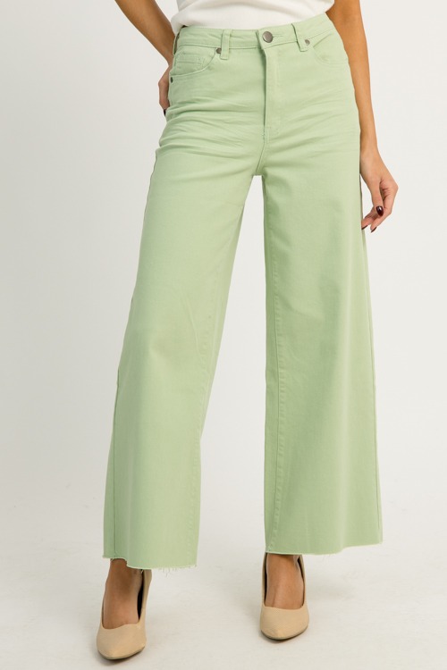 Raw Hem Wide Leg Pants, Mint Sage - 1211-93.jpg
