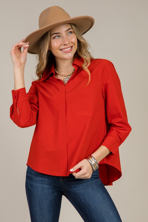 Jamile Stretch Shirt, Red - 1212-127p.jpg