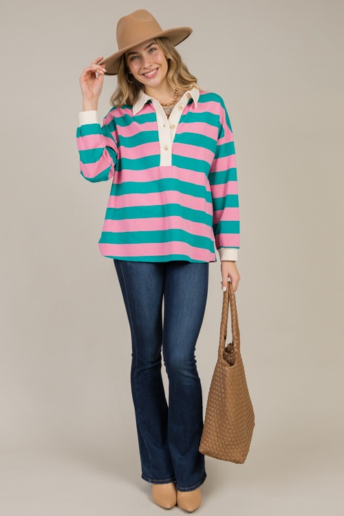 Easy Style Stripe Top, Pink/Jade - 1212-138.jpg