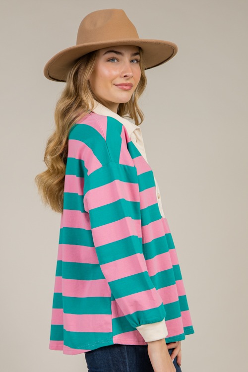 Easy Style Stripe Top, Pink/Jade - 1212-139.jpg