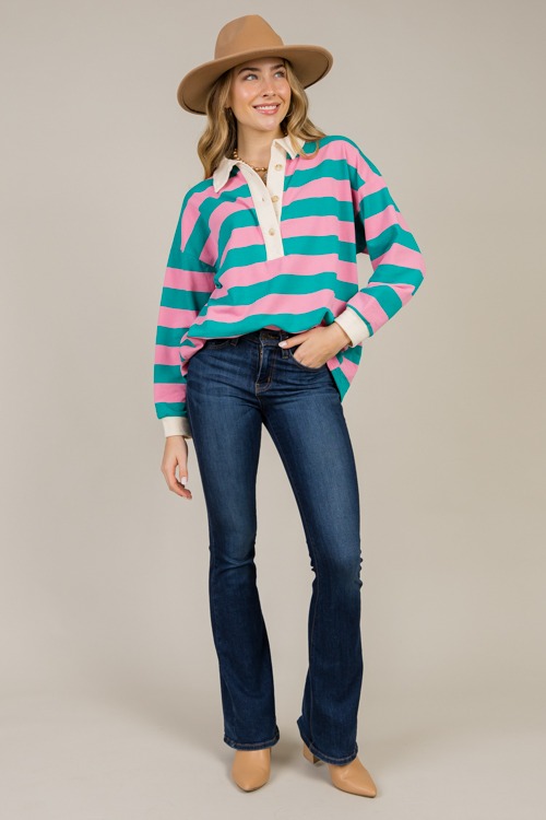 Easy Style Stripe Top, Pink/Jade - 1212-140.jpg