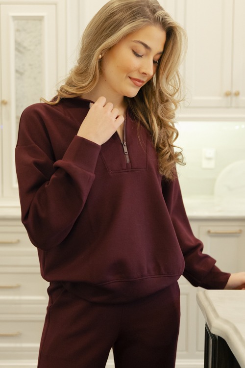 Scuba Half Zip Jacket, Dark Cherry - 1212-2.jpg