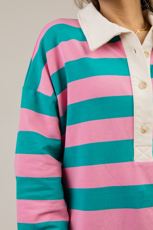 Easy Style Stripe Top, Pink/Jade - 1212-25h.jpg