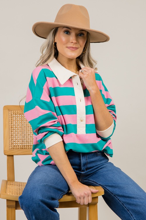 Easy Style Stripe Top, Pink/Jade - 1212-32.jpg