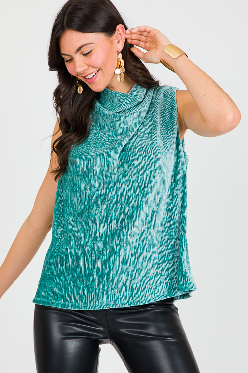 Velvet Texture Top, Teal