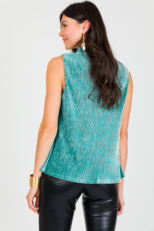 Velvet Texture Top, Teal