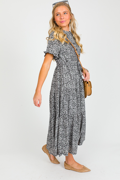 Draw Waist Floral Maxi, Black - SALE - The Blue Door Boutique