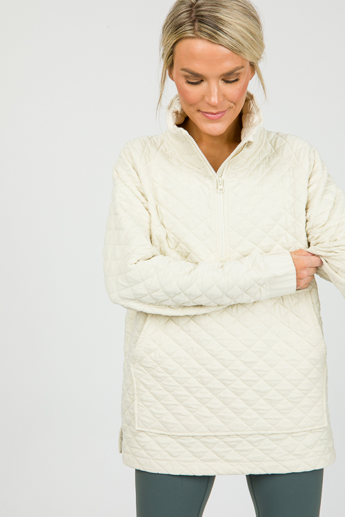 Textured Half Zip, Ivory