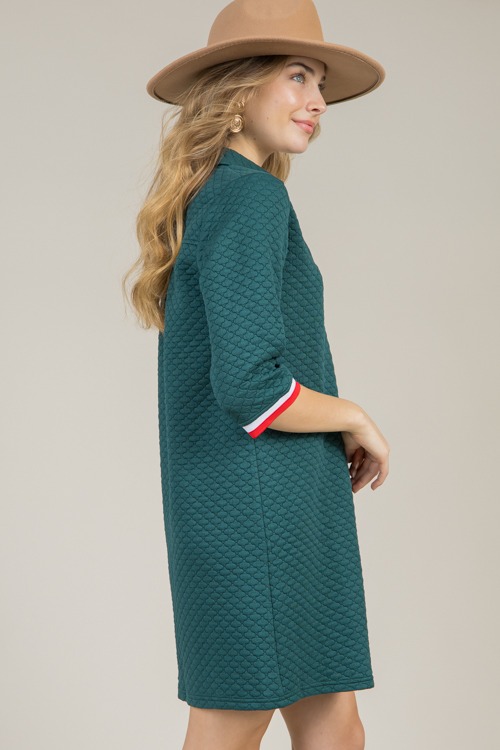 Textured Stripe Band Dress, Green - 1213-110h.jpg