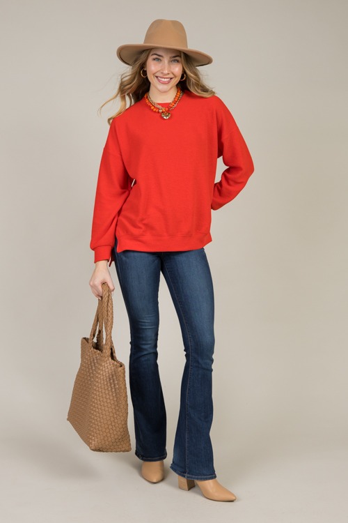 Cloud Knit Pullover Top, Red - 1213-12.jpg