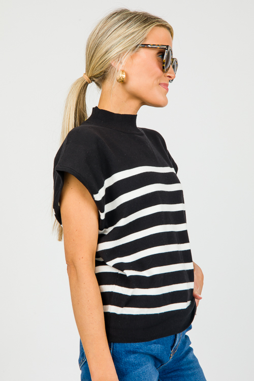 Ally Stripe Sweater, Black