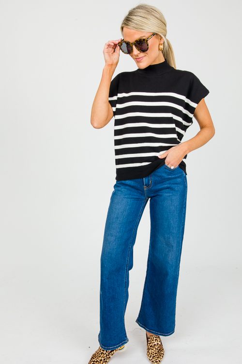 Ally Stripe Sweater, Black