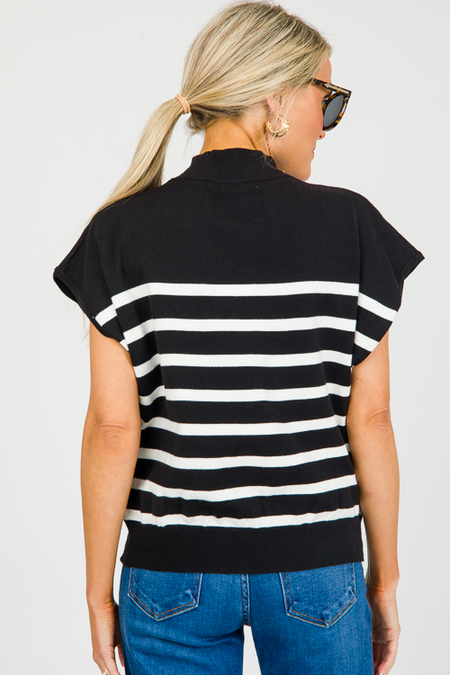 Ally Stripe Sweater, Black