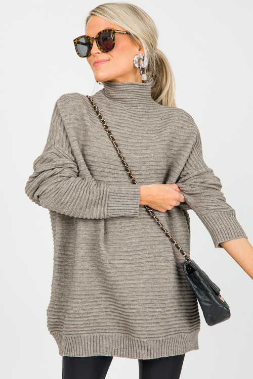 Raya Rib Sweater, Greyish Brown