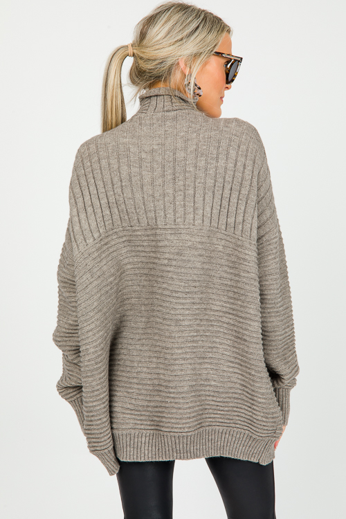 Raya Rib Sweater, Greyish Brown