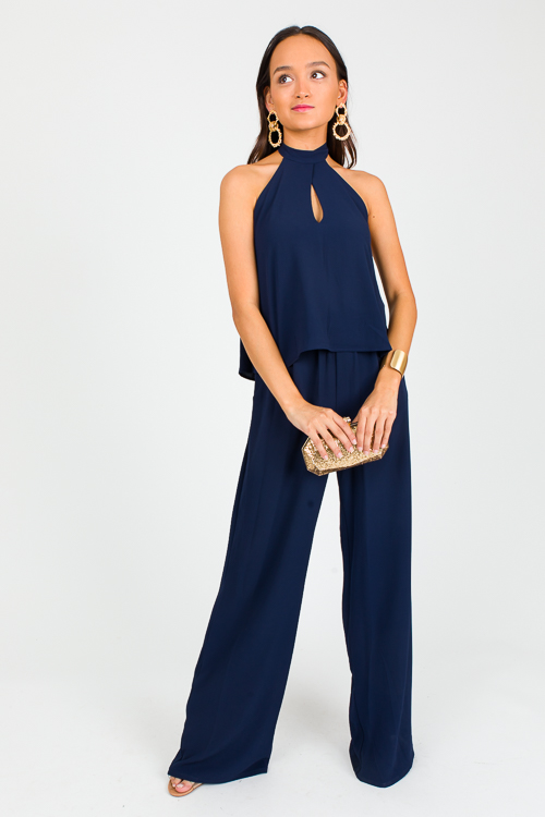 Set Sail Halter Jumpsuit, Navy