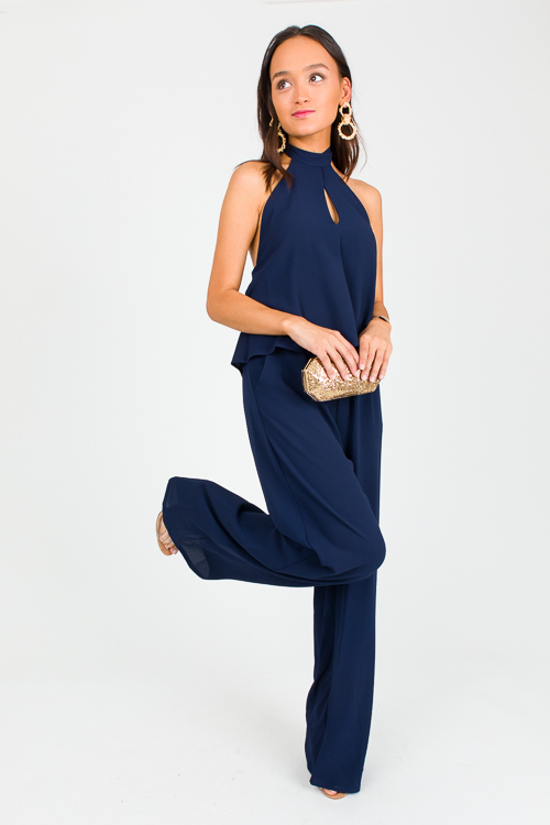 Set Sail Halter Jumpsuit, Navy