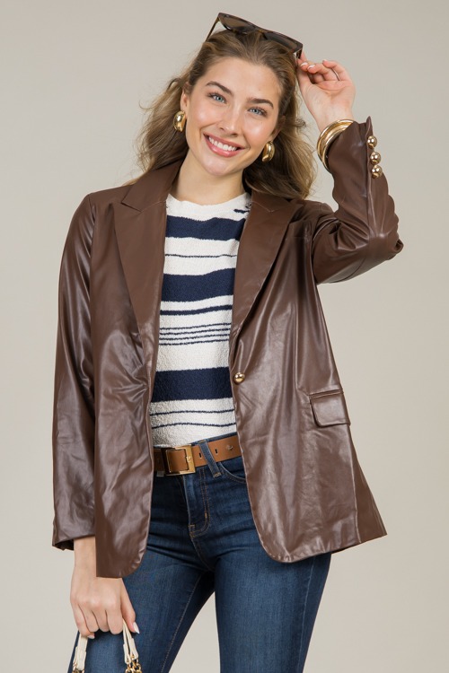 Gold Button Leather Blazer, Brown - 1213-47.jpg