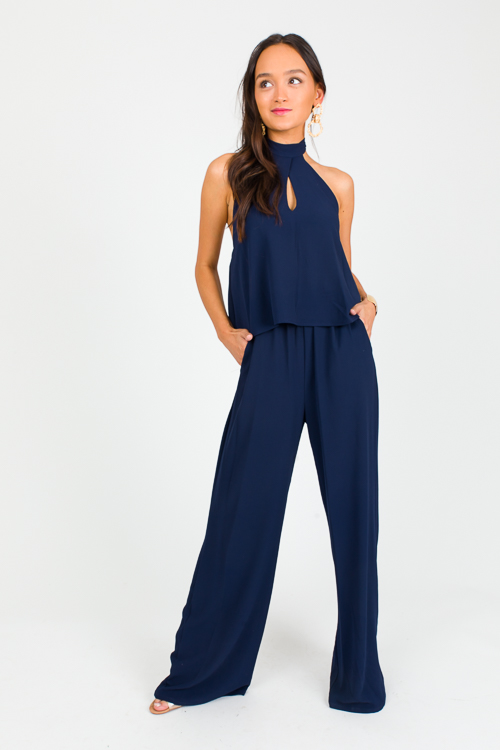 Set Sail Halter Jumpsuit, Navy