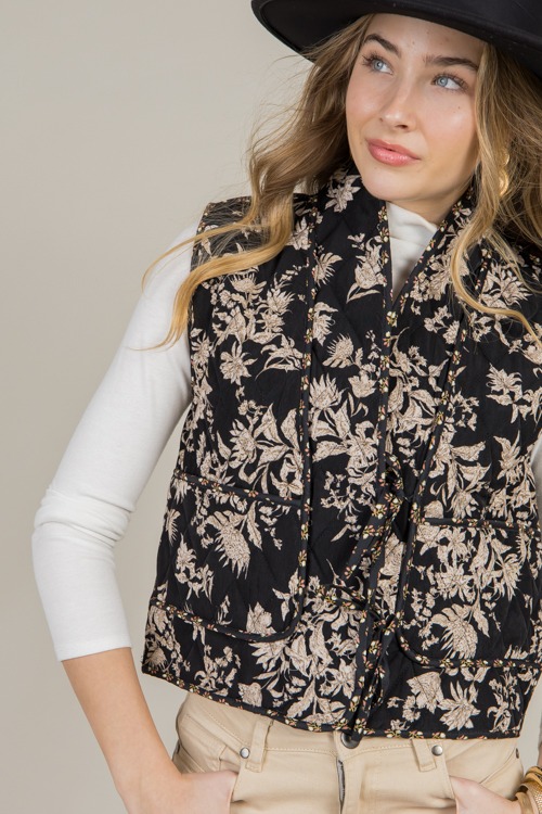 Floral Print Tie Vest, Black - 1213-82.jpg