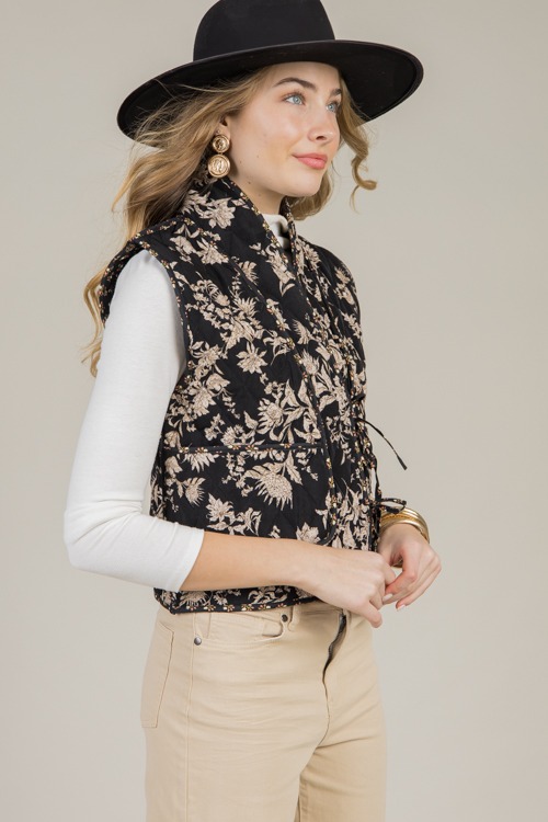 Floral Print Tie Vest, Black - 1213-83.jpg