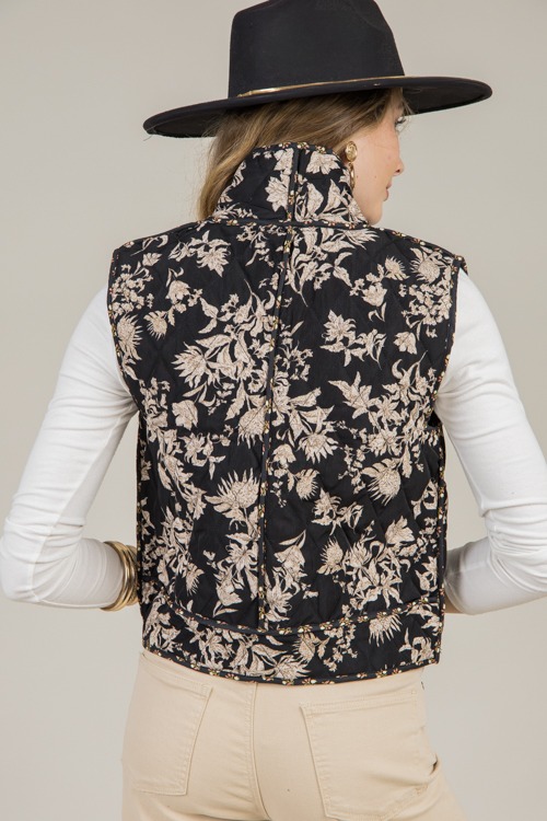 Floral Print Tie Vest, Black - 1213-84.jpg