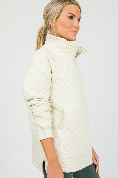 Textured Half Zip, Ivory