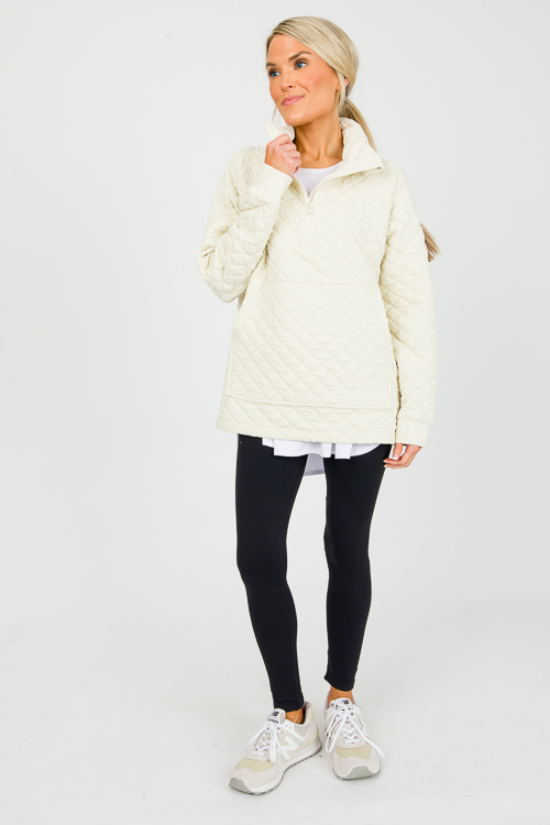 Textured Half Zip, Ivory