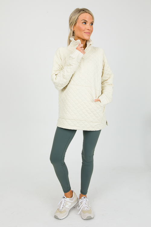 Textured Half Zip, Ivory