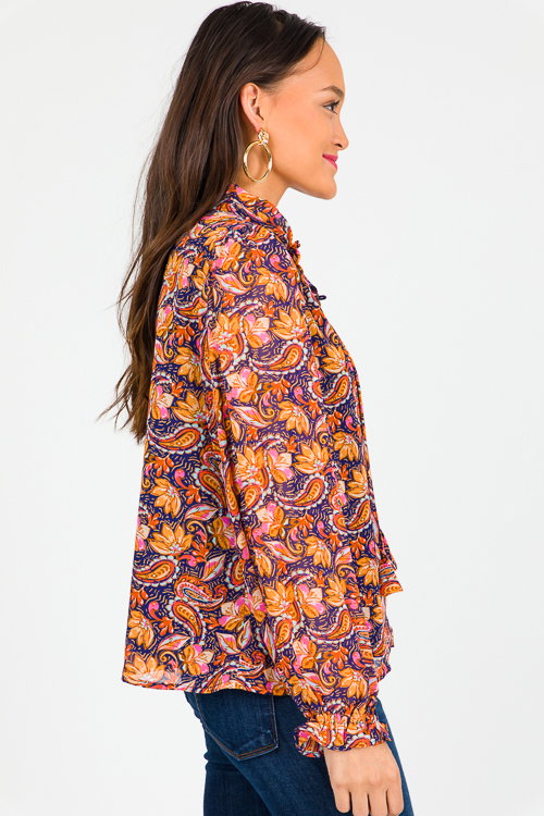 Part Two Rachelle Delicate Paisley Embroidered Tie Front Blouse Oceana