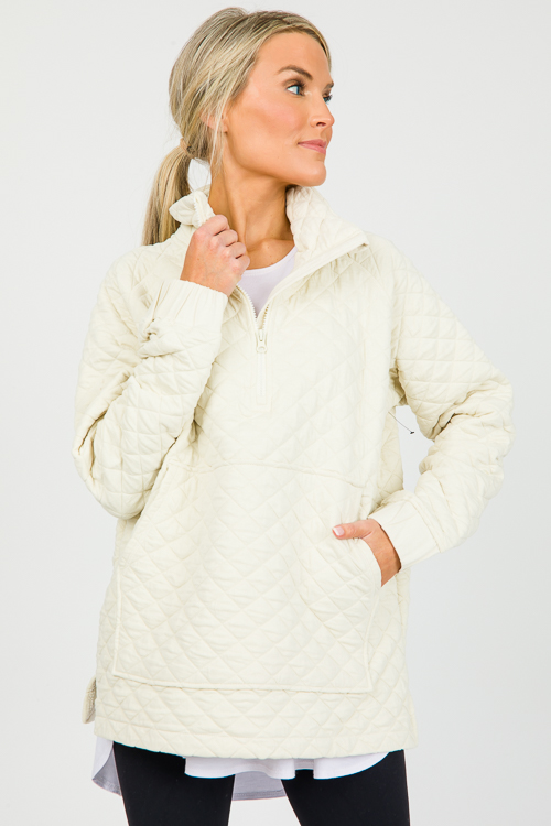 Textured Half Zip, Ivory