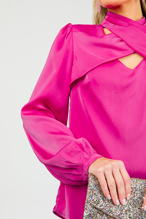 Satin Cosmopolitan Blouse, Magenta