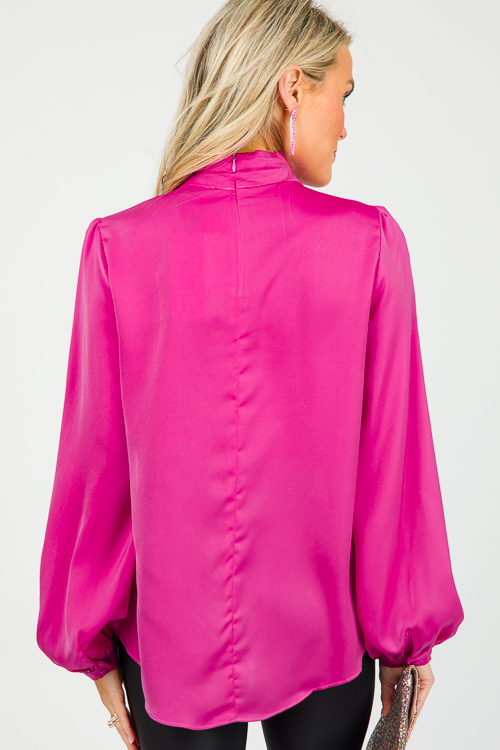 Satin Cosmopolitan Blouse, Magenta