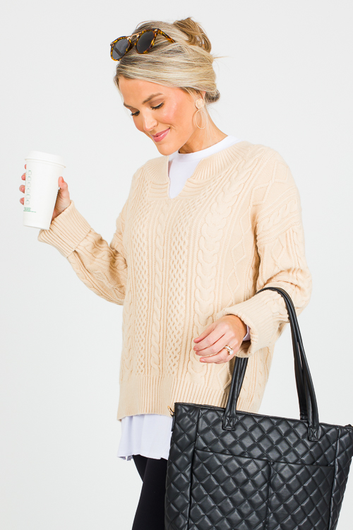 Cable Knit Sweater, Beige