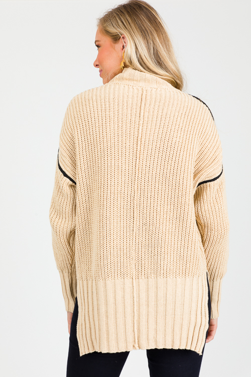 Arosa Contrast Seam Sweater, Oatmeal