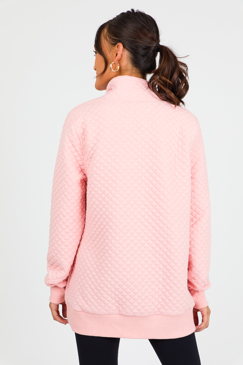 Diamond Quilted Pullover, Blush