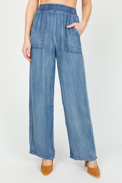 Pull-On Chambray Trousers - New Arrivals - The Blue Door Boutique