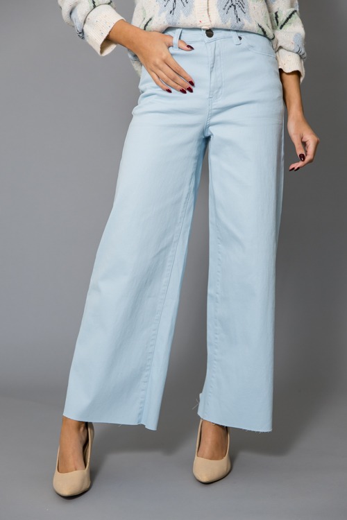 Raw Hem Wide Leg Pants, Snow Blue - 1215-154p.jpg