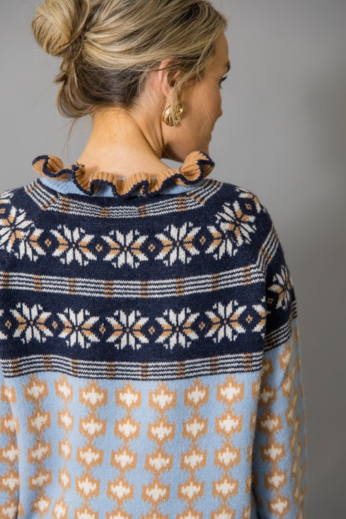 Rosie Ruffle Trim Sweater, Blue - 1215-3.jpg