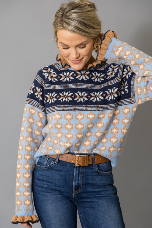 Rosie Ruffle Trim Sweater, Blue - 1215-5.jpg