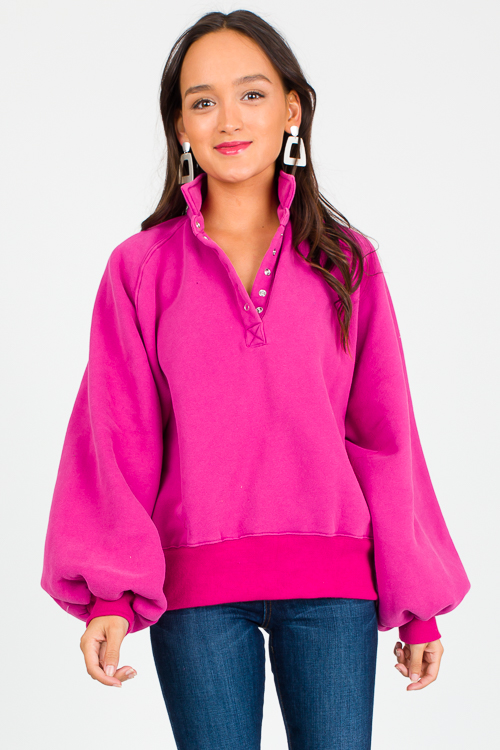 Piper Snap Pullover, Fuchsia