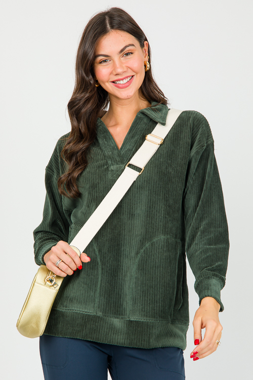 Velvet Pocket Pullover, Deep Forest