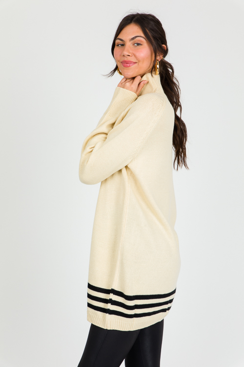 Stripe Hem Sweater, Cream/Black - New Arrivals - The Blue Door Boutique